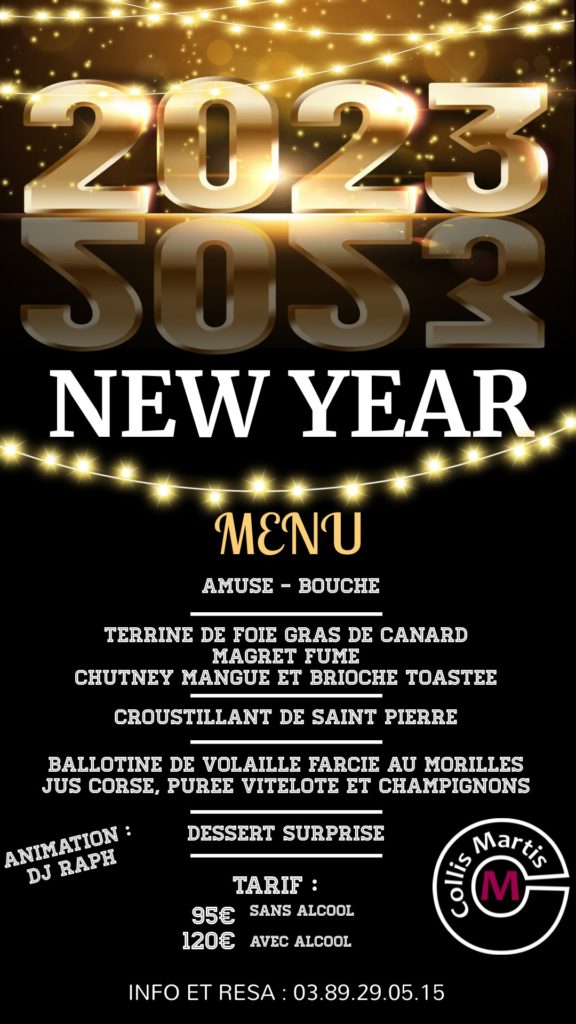 Soirée de Nouvel An 2022 2023 - Collis Martis - Restaurant, évènements